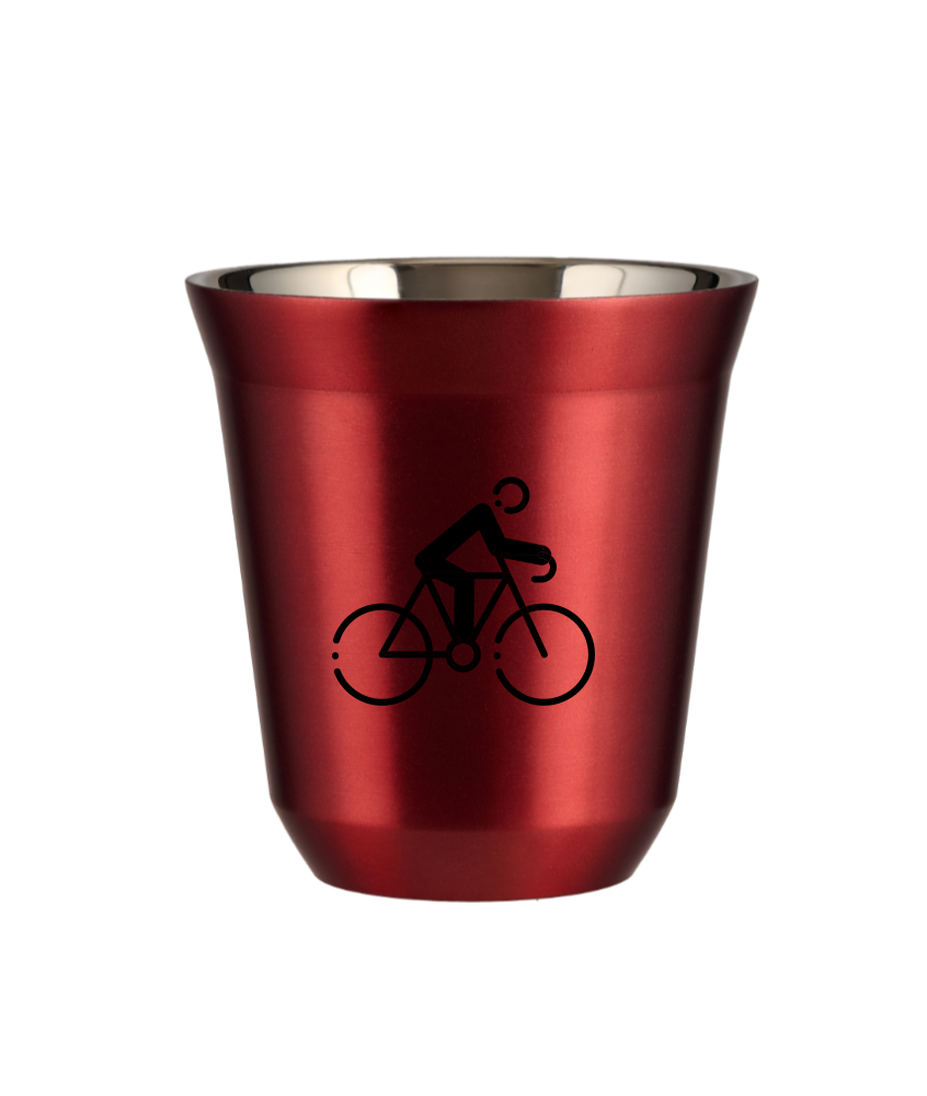 Tasse 150 ml ROUGE MÉTALLIQUE "Cyclisme 3"
