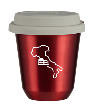 Tasse 150 ml ROUGE MÉTALLIQUE "Italie (blanc)", avec couvercle blanc Tasse 150 ml ROUGE MÉTALLIQUE "Italie (blanc)", avec couvercle blanc