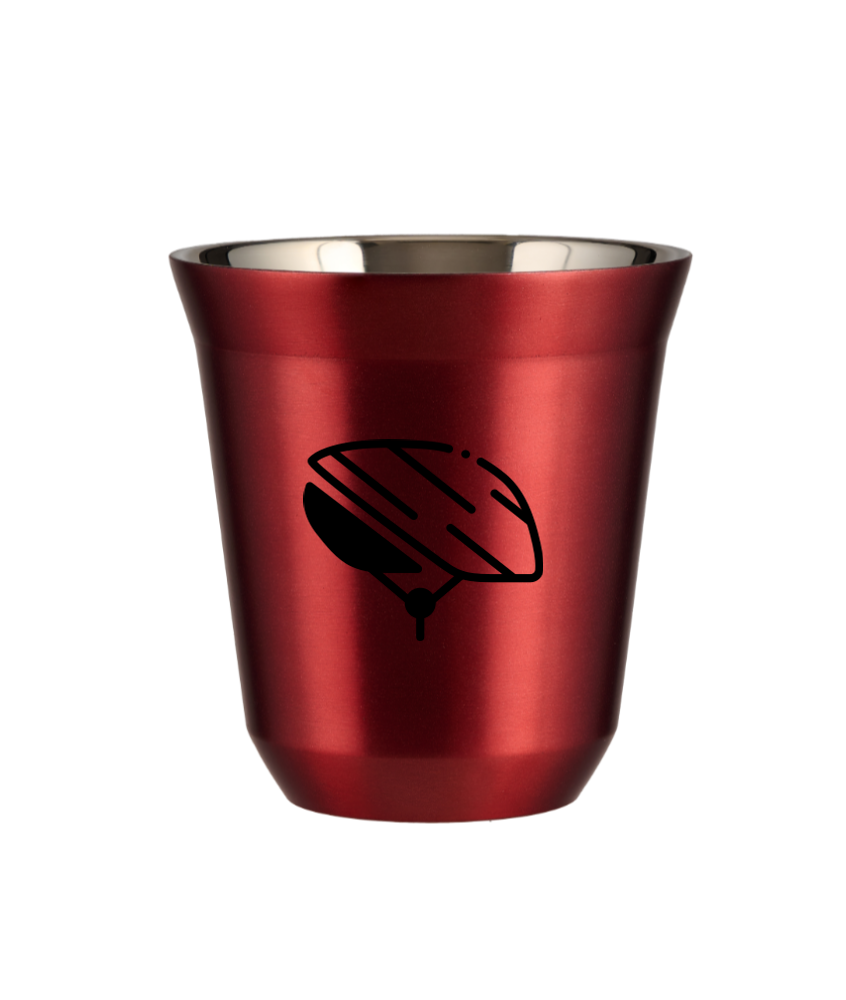 Tasse 150 ml ROUGE MÉTALLIQUE "Casque (noir)"