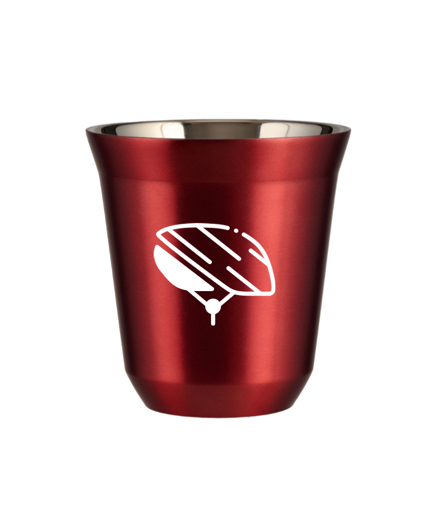 Tasse 150 ml ROUGE MÉTALLIQUE "Casque (blanc)"