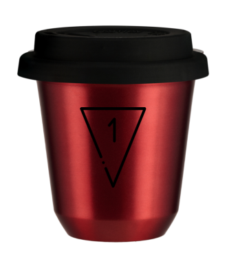 Tasse 150 ml ROUGE MÉTALLIQUE "1 (noir)", avec couvercle noir Tasse 150 ml ROUGE MÉTALLIQUE "1 (noir)", avec couvercle noir