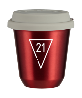Tasse 150 ml ROUGE MÉTALLIQUE "21 (blanc)", avec couvercle blanc Tasse 150 ml ROUGE MÉTALLIQUE "21 (blanc)", avec couvercle blanc
