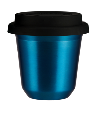 Tasse 150 ml BLEU MÉTALLIQUE, avec couvercle noir Tasse 150 ml BLEU MÉTALLIQUE, avec couvercle noir