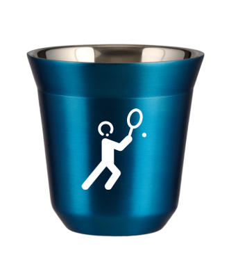 Tasse 150 ml BLEU MÉTALLIQUE "Tennis 1 (blanc)" Tasse 150 ml BLEU MÉTALLIQUE "Tennis 1 (blanc)"