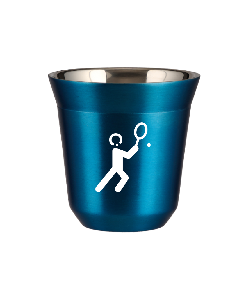 Tasse 150 ml BLEU MÉTALLIQUE "Tennis 1 (blanc)"