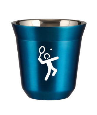 Tasse 150 ml BLEU MÉTALLIQUE "Tennis 2 (blanc)" Tasse 150 ml BLEU MÉTALLIQUE "Tennis 2 (blanc)"