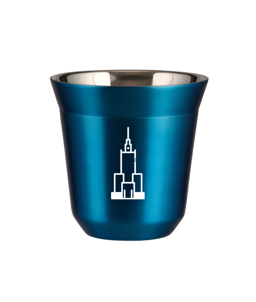 Tasse 150 ml BLEU MÉTALLIQUE "Pałac kultury i nauki (blanc)"
