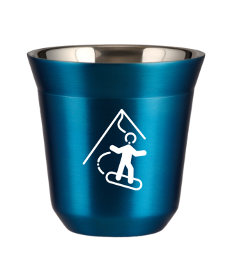 Tasse 150 ml BLEU MÉTALLIQUE "Snowboard (blanc)" Tasse 150 ml BLEU MÉTALLIQUE "Snowboard (blanc)"