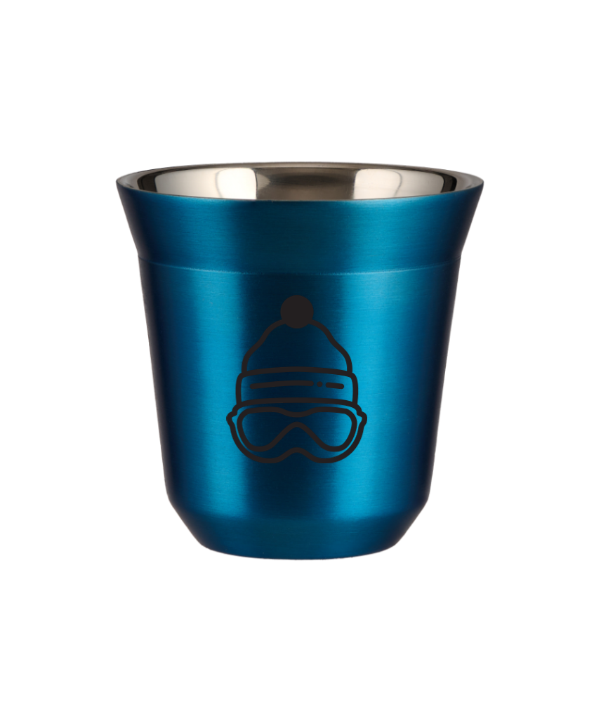 Tasse 150 ml BLEU MÉTALLIQUE "Casquette (noir)"