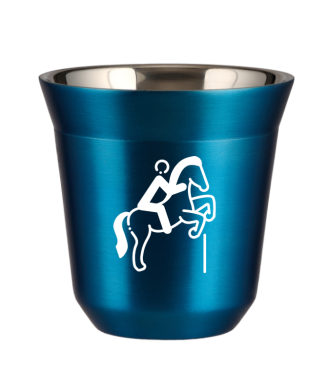 Tasse 150 ml BLEU MÉTALLIQUE "Équitation 1 (blanc)" Tasse 150 ml BLEU MÉTALLIQUE "Équitation 1 (blanc)"