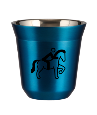 Tasse 150 ml BLEU MÉTALLIQUE "Équitation 2 (noir)" Tasse 150 ml BLEU MÉTALLIQUE "Équitation 2 (noir)"