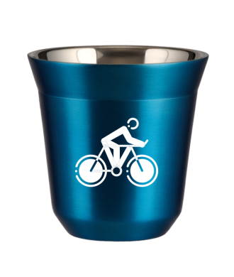 Tasse 150 ml BLEU MÉTALLIQUE "Cyclisme 2 (blanc)" Tasse 150 ml BLEU MÉTALLIQUE "Cyclisme 2 (blanc)"