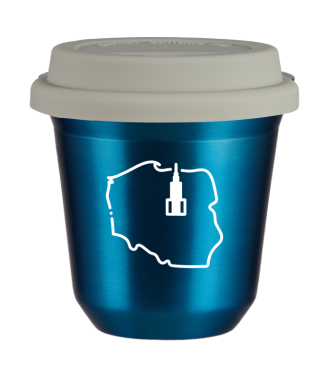 Tasse 150 ml BLEU MÉTALLIQUE "Pologne (blanc)", avec couvercle blanc Tasse 150 ml BLEU MÉTALLIQUE "Pologne (blanc)", avec couvercle blanc