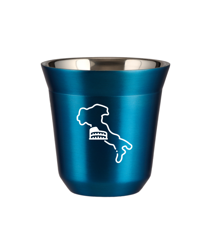 Tasse 150 ml BLEU MÉTALLIQUE "Italie (blanc)"