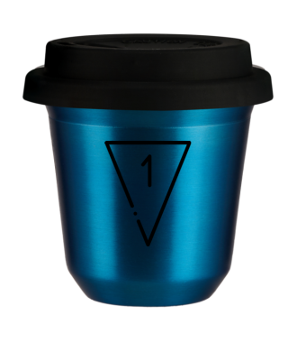 Tasse 150 ml BLEU MÉTALLIQUE "1 (noir)", avec couvercle noir Tasse 150 ml BLEU MÉTALLIQUE "1 (noir)", avec couvercle noir