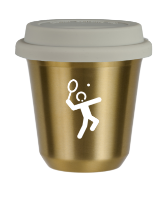 Tasse 150 ml OR "Tennis 2 (blanc)", avec couvercle blanc Tasse 150 ml OR "Tennis 2 (blanc)", avec couvercle blanc