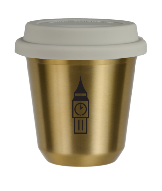 Tasse 150 ml OR "BIG BEN", avec couvercle blanc Tasse 150 ml OR "BIG BEN", avec couvercle blanc