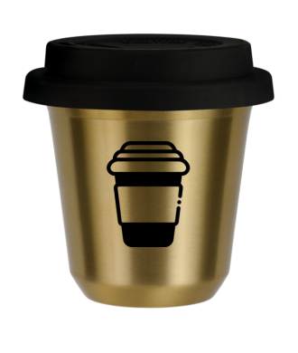 Tasse 150 ml OR, avec couvercle noir Tasse 150 ml OR, avec couvercle noir