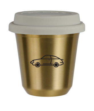 Tasse 150 ml OR "Voiture (noir)", avec couvercle blanc Tasse 150 ml OR "Voiture (noir)", avec couvercle blanc
