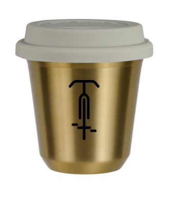 Tasse 150 ml OR "Cyclisme 1", avec couvercle blanc Tasse 150 ml OR "Cyclisme 1", avec couvercle blanc