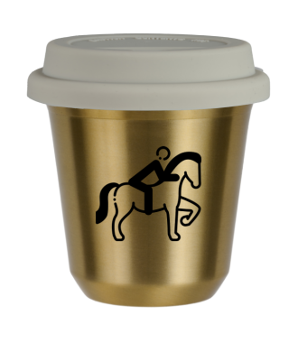 Tasse 150 ml OR "Équitation 2", avec couvercle blanc Tasse 150 ml OR "Équitation 2", avec couvercle blanc