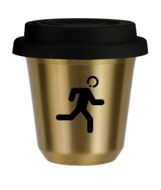 Tasse 150 ml OR "Coureur", avec couvercle noir Tasse 150 ml OR "Coureur", avec couvercle noir