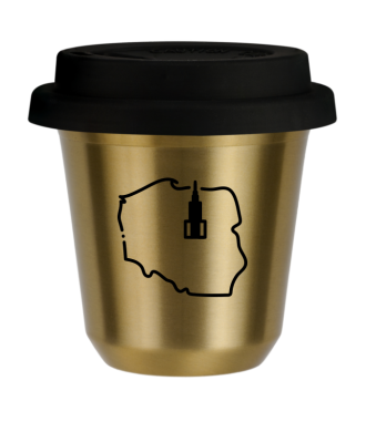 Tasse 150 ml OR "Pologne (noir)", avec couvercle noir Tasse 150 ml OR "Pologne (noir)", avec couvercle noir