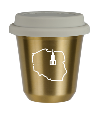 Tasse 150 ml OR "Pologne (blanc)", avec couvercle blanc Tasse 150 ml OR "Pologne (blanc)", avec couvercle blanc