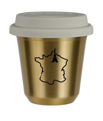 Tasse 150 ml OR "France", avec couvercle blanc Tasse 150 ml OR "France", avec couvercle blanc