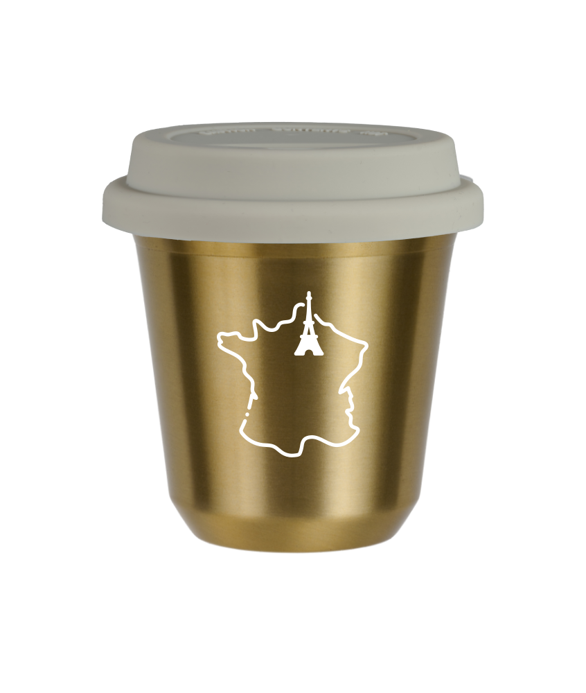 Tasse 150 ml OR "France (blanc)", avec couvercle blanc