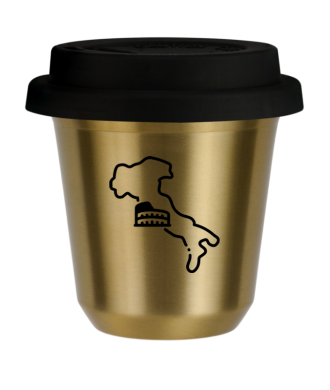 Tasse 150 ml OR "Italie (noir)", avec couvercle noir Tasse 150 ml OR "Italie (noir)", avec couvercle noir