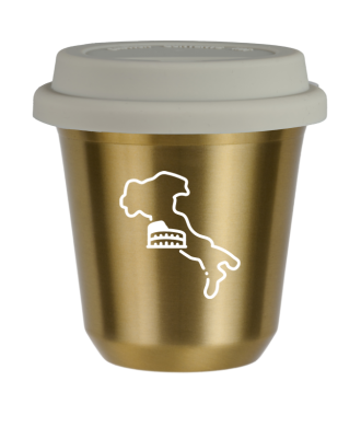 Tasse 150 ml OR "Italie (blanc)", avec couvercle blanc Tasse 150 ml OR "Italie (blanc)", avec couvercle blanc