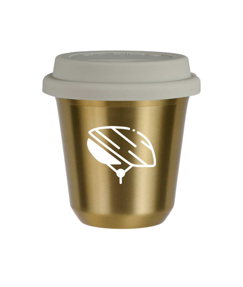 Tasse 150 ml OR "Casque (blanc)", avec couvercle blanc
