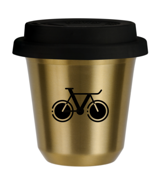 Tasse 150 ml OR "Vélo 1 (noir)", avec couvercle noir Tasse 150 ml OR "Vélo 1 (noir)", avec couvercle noir
