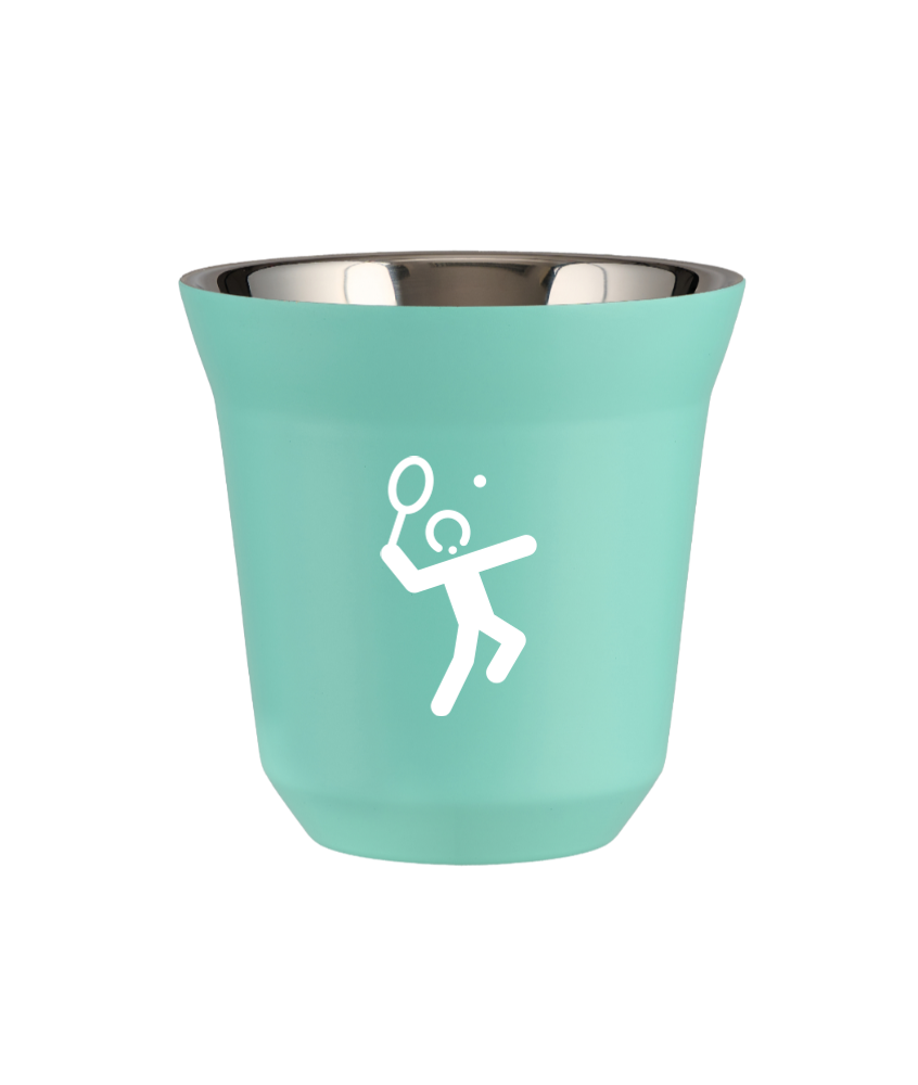 Tasse 150 ml TURQUOISE "Tennis 2 (blanc)"