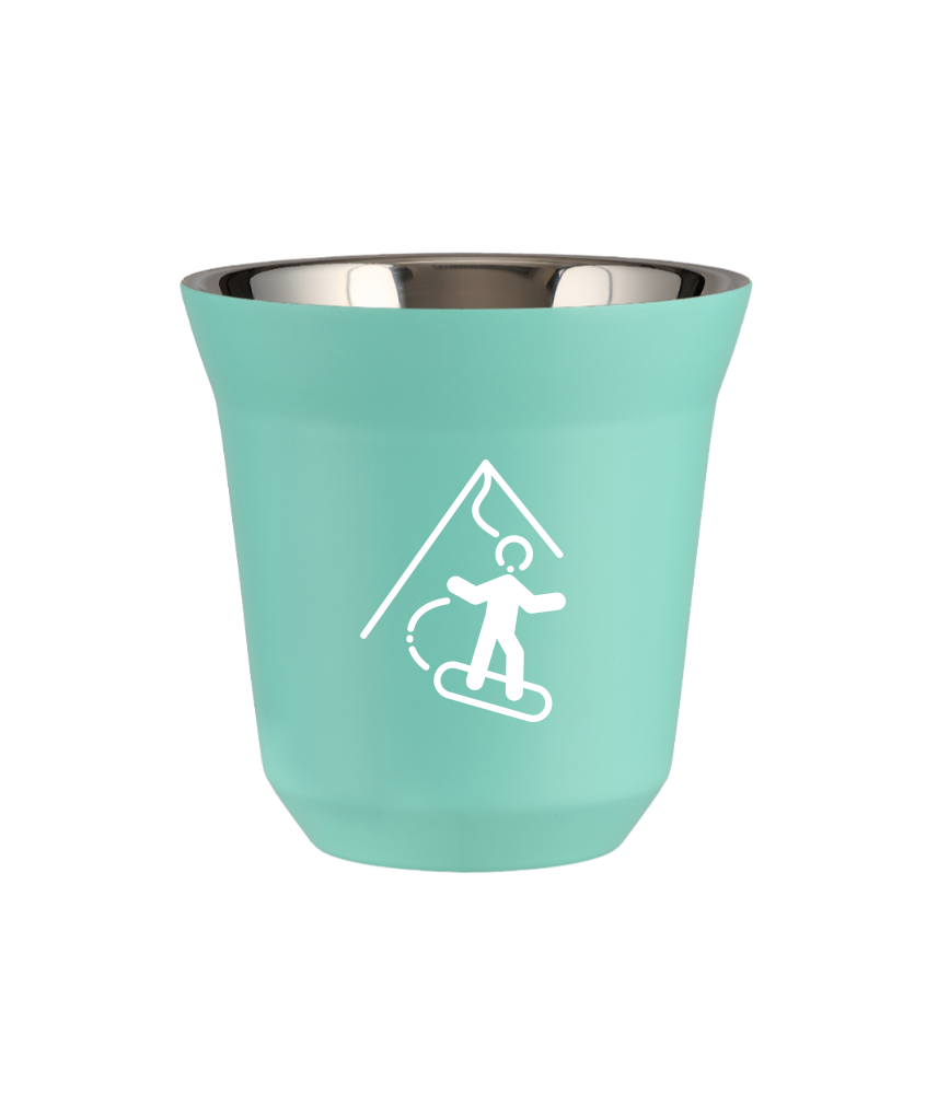 Tasse 150 ml TURQUOISE "Snowboard (blanc)"