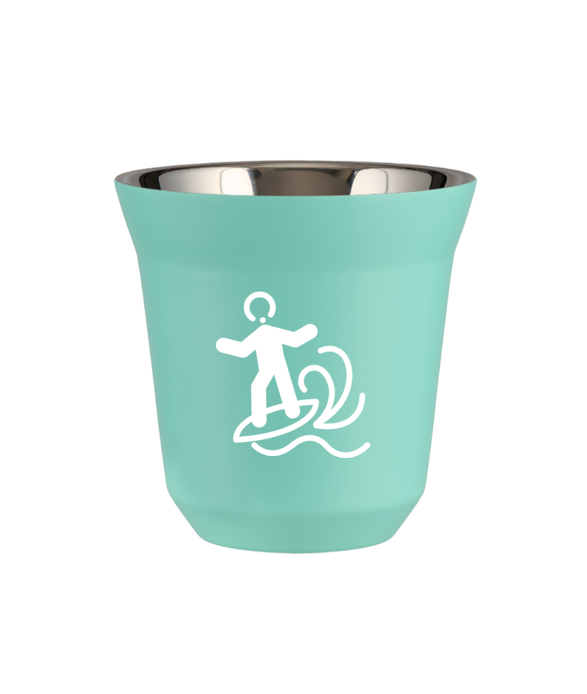 Tasse 150 ml TURQUOISE "Planche à voile (blanc)"
