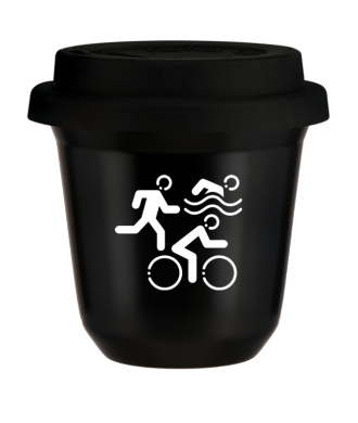Tasse 80 ml NOIR "Sports (blanc)", avec couvercle noir Tasse 80 ml NOIR "Sports (blanc)", avec couvercle noir