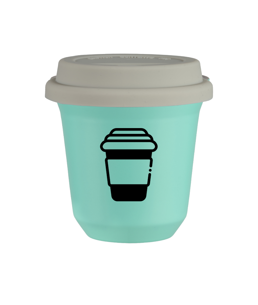 Tasse 150 ml TURQUOISE, avec couvercle blanc