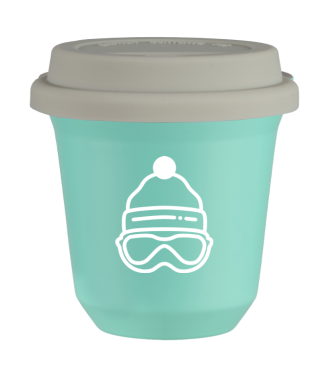 Tasse 150 ml TURQUOISE "Casquette (blanc)", avec couvercle blanc Tasse 150 ml TURQUOISE "Casquette (blanc)", avec couvercle blanc