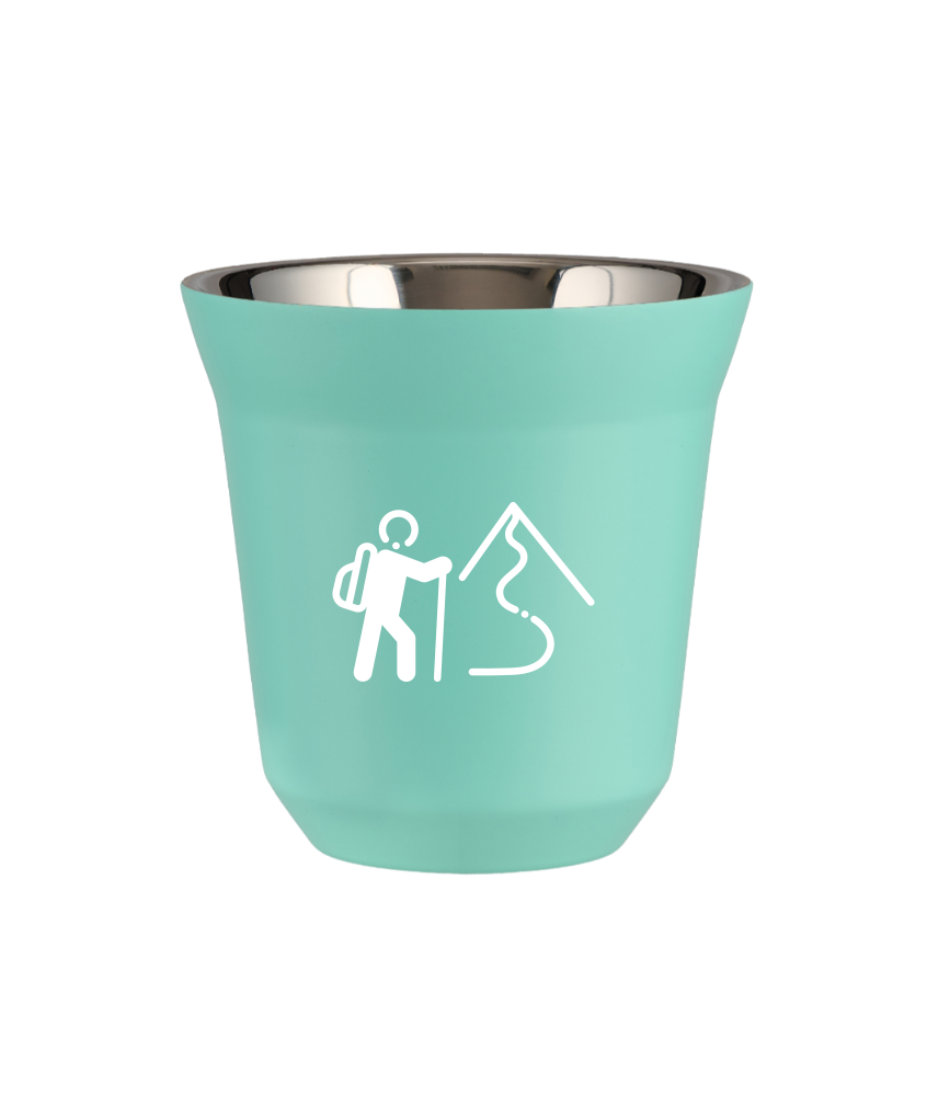 Tasse 150 ml TURQUOISE "Escalade 2 (blanc)"