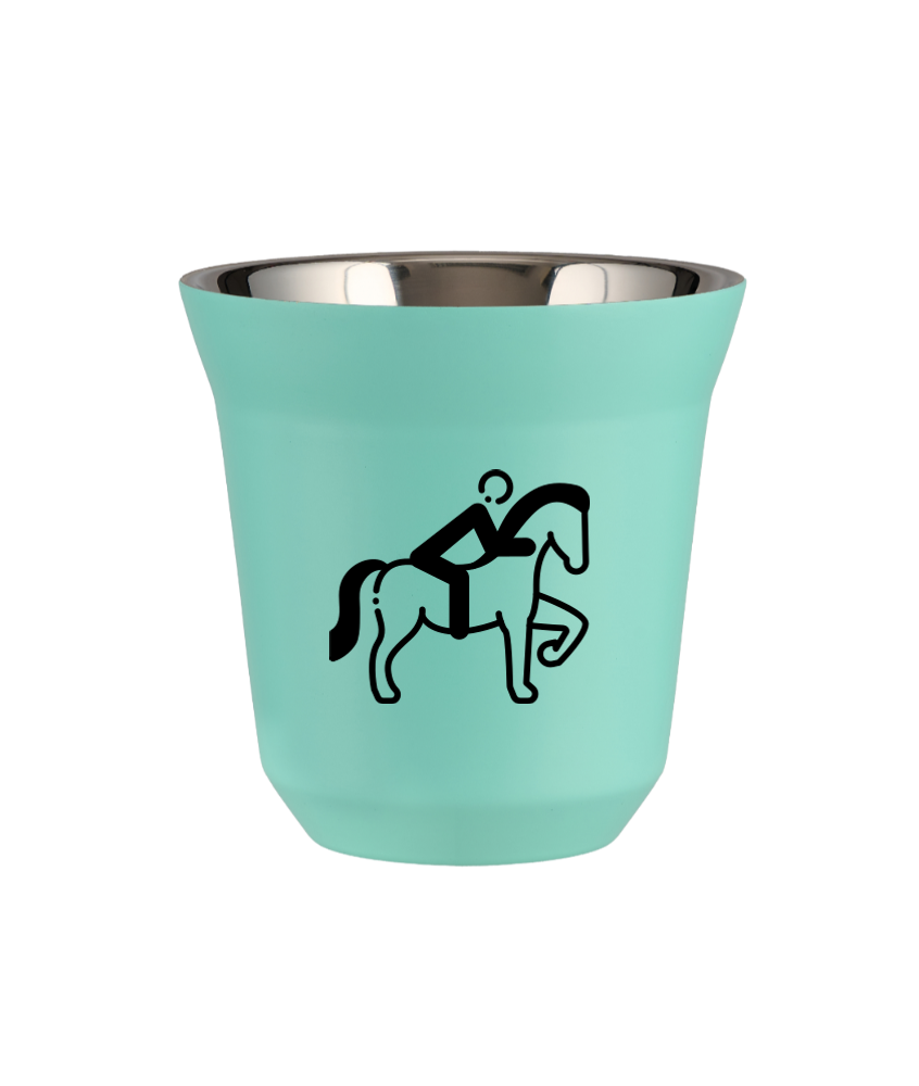 Tasse 150 ml TURQUOISE "Équitation 2 (noir)"