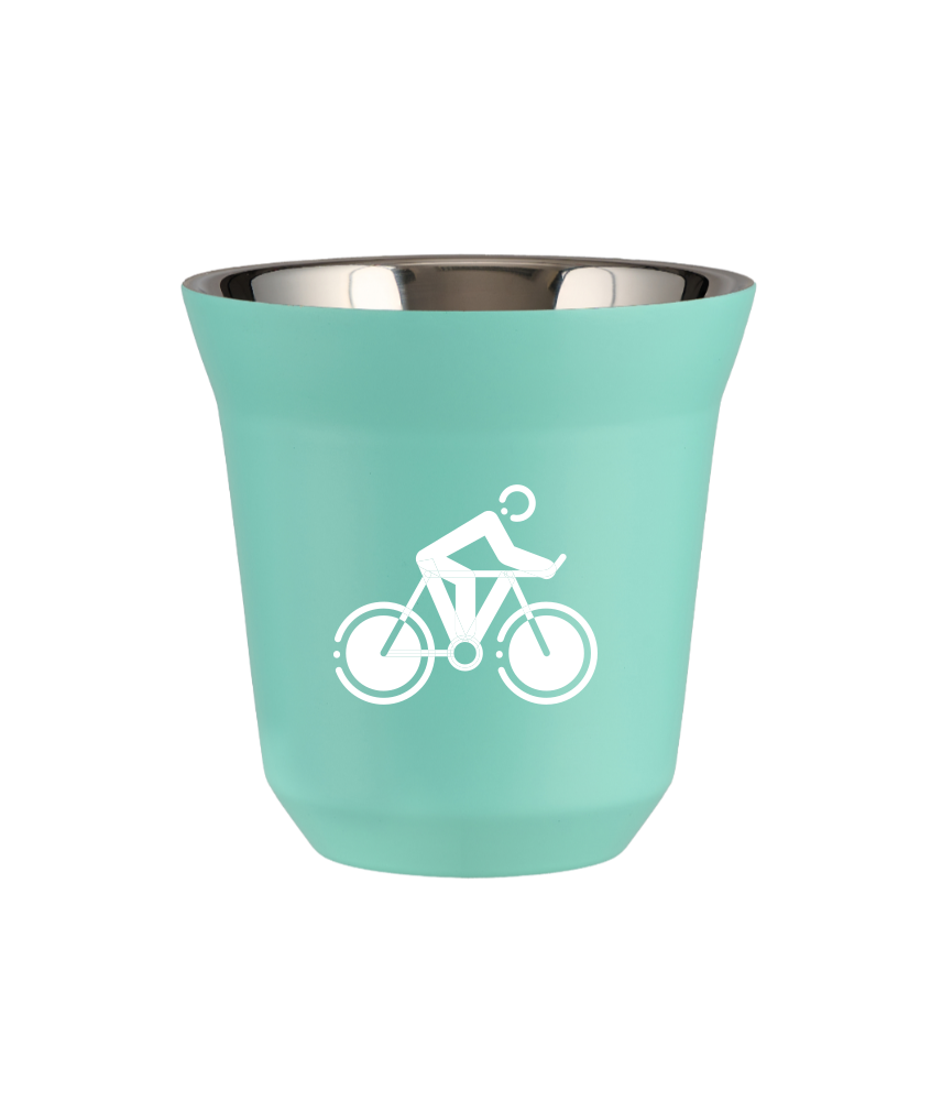 Tasse 150 ml TURQUOISE "Cyclisme 2 (blanc)"