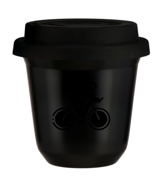Tasse 80 ml NOIR "Cyclisme 2 (noir)", avec couvercle noir Tasse 80 ml NOIR "Cyclisme 2 (noir)", avec couvercle noir