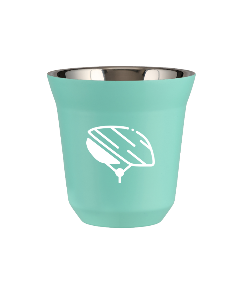 Tasse 150 ml TURQUOISE "Casque (blanc)"