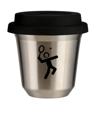 Tasse 150 ml ARGENT "Tennis 2 (noir)", avec couvercle noir Tasse 150 ml ARGENT "Tennis 2 (noir)", avec couvercle noir