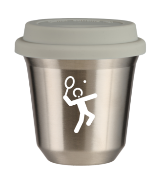 Tasse 150 ml ARGENT "Tennis 2 (blanc)", avec couvercle blanc Tasse 150 ml ARGENT "Tennis 2 (blanc)", avec couvercle blanc