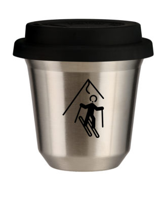 Tasse 150 ml ARGENT "Ski (noir)", avec couvercle noir Tasse 150 ml ARGENT "Ski (noir)", avec couvercle noir