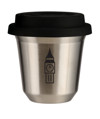 Tasse 150 ml ARGENT "BIG BEN", avec couvercle noir Tasse 150 ml ARGENT "BIG BEN", avec couvercle noir