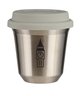 Tasse 150 ml ARGENT "BIG BEN", avec couvercle blanc Tasse 150 ml ARGENT "BIG BEN", avec couvercle blanc